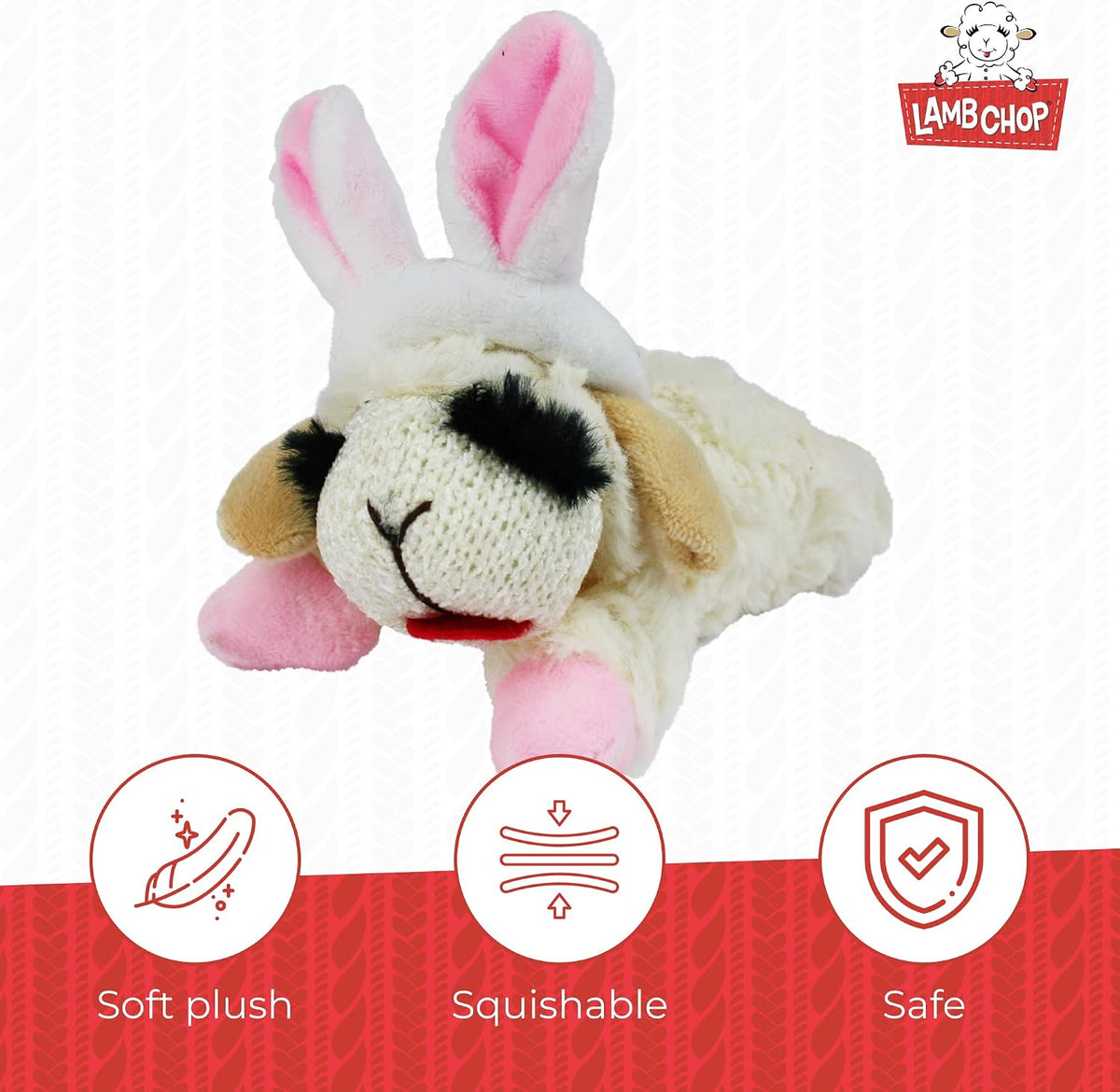 Multipet Lamb Chop Dog Plush Toy with Easter Bunny Ears