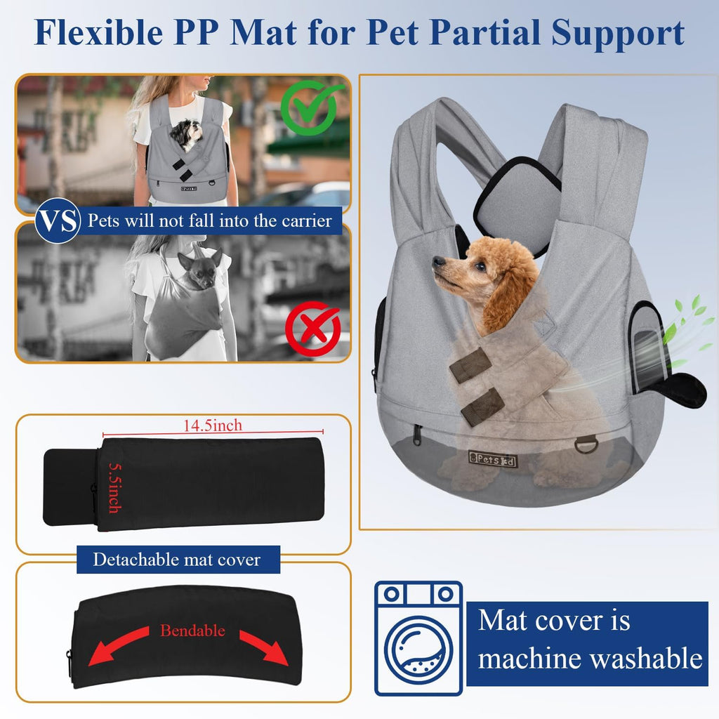 Petskd Dog Carrier Sling for Small Pet 7-15 LBS, Grey