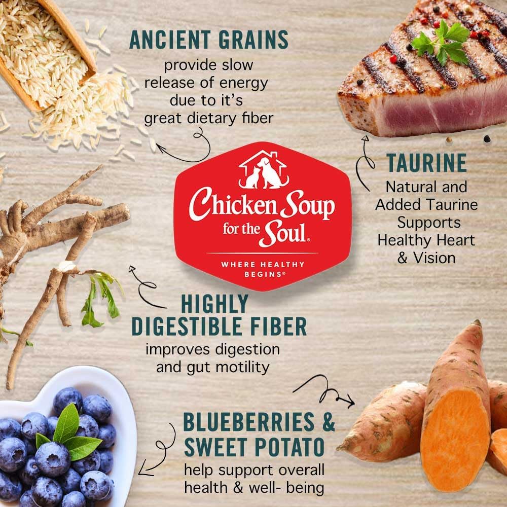 Chicken Soup for Soul Pet Food Indoor Cat - Tuna & Brown Rice, 4.5 LB Bag, All Life Stages, Dry Cat Food with Real Ingredients