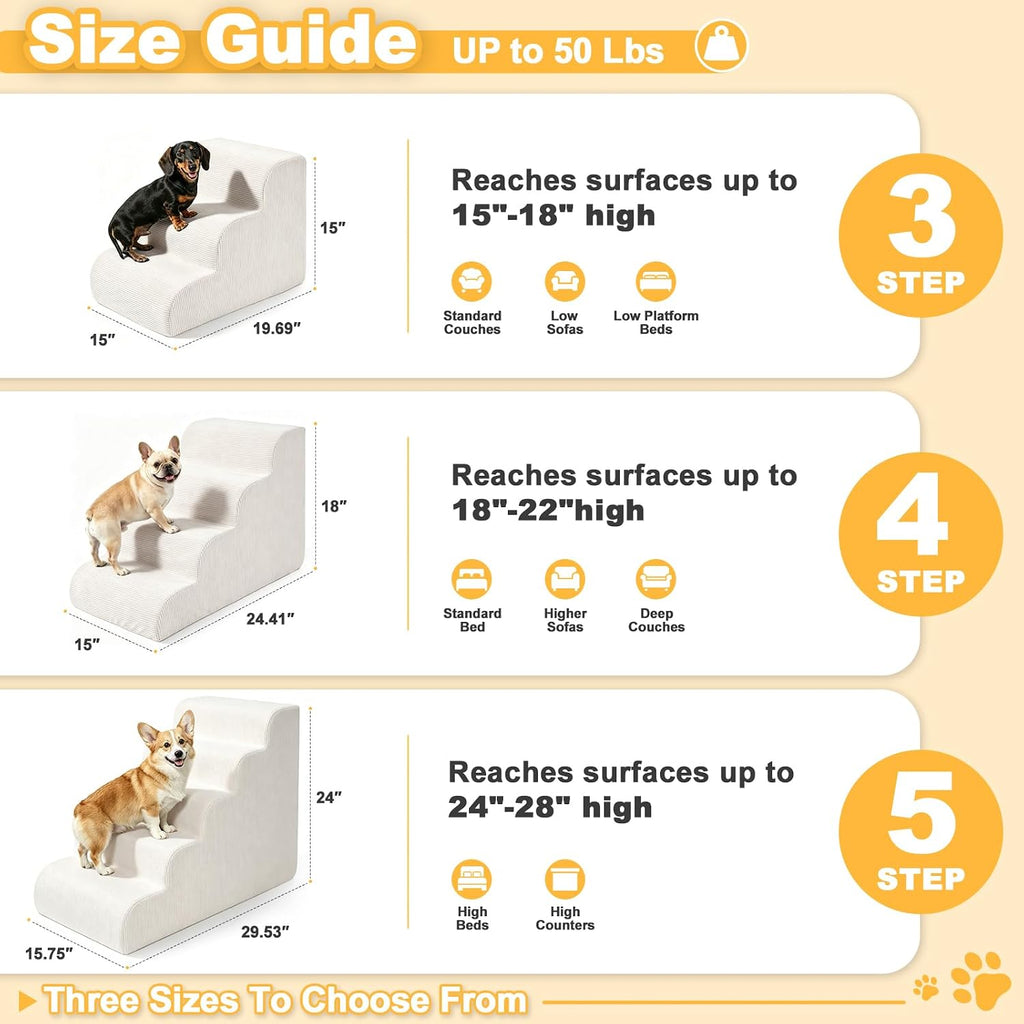 Dog Stairs for Bed & Couch - 18" H 4-Step Pet Steps for Small Dogs