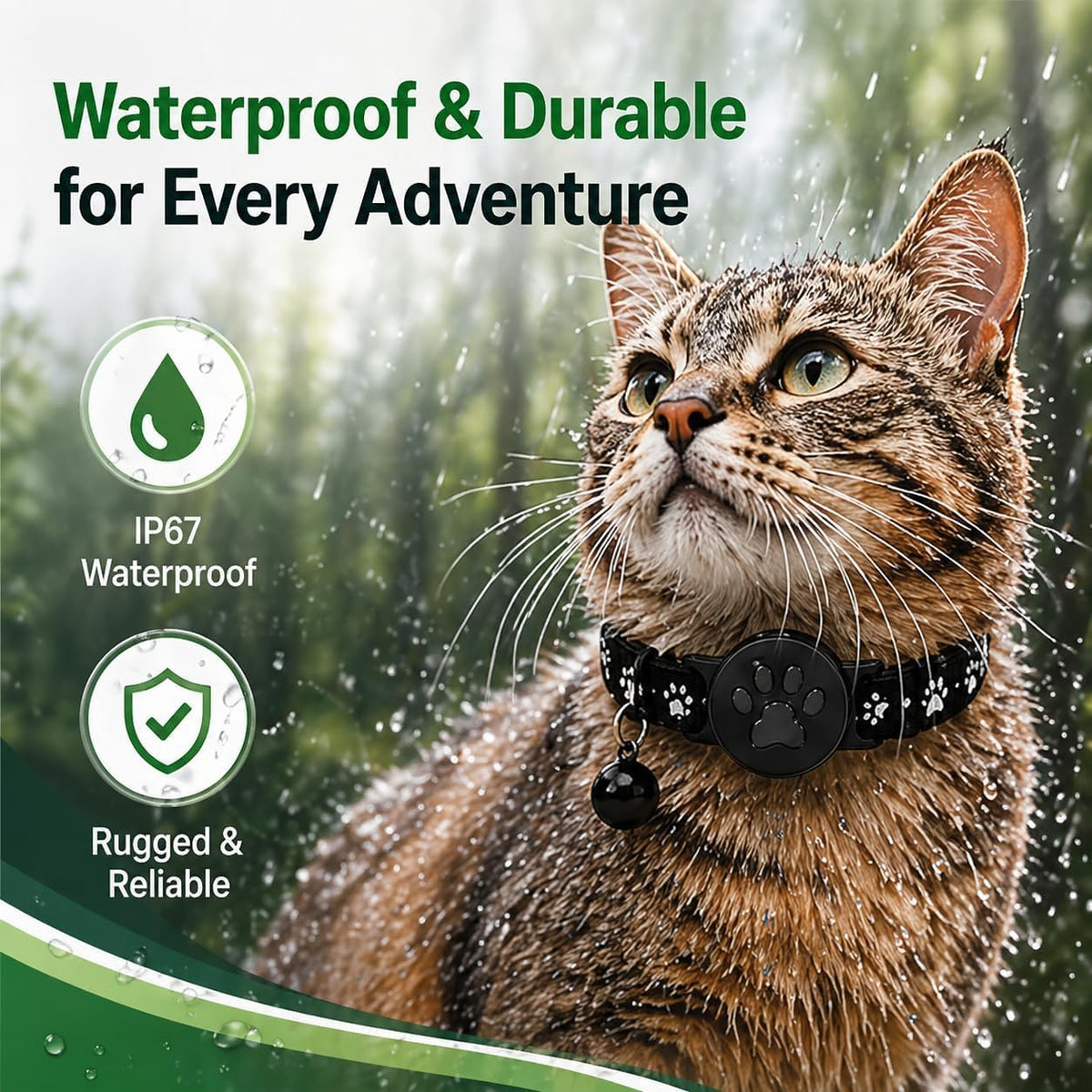 Pet Tracker,GPS Collar for Cats,Smart tag,Waterproof Compatible with Find My,No Monthly Fee,Advanced Tracking Solution Smart Collar for Pet Safety Ideal Small Large Cats(Android User) (Cat-BK-New-01)