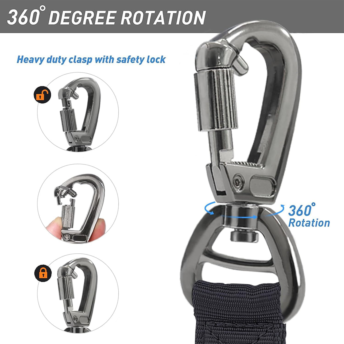Hotsky Tactical Bungee Shock Absorbing No Pull Strong Dog Leash,Black,4-6FT