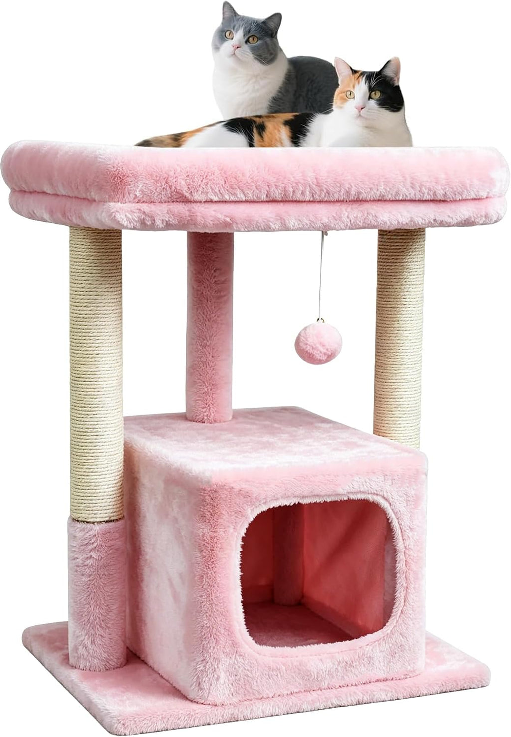 SYANDLVY Pink Cat Tree for Indoor Cats Large Adult, 27" Activity Tower