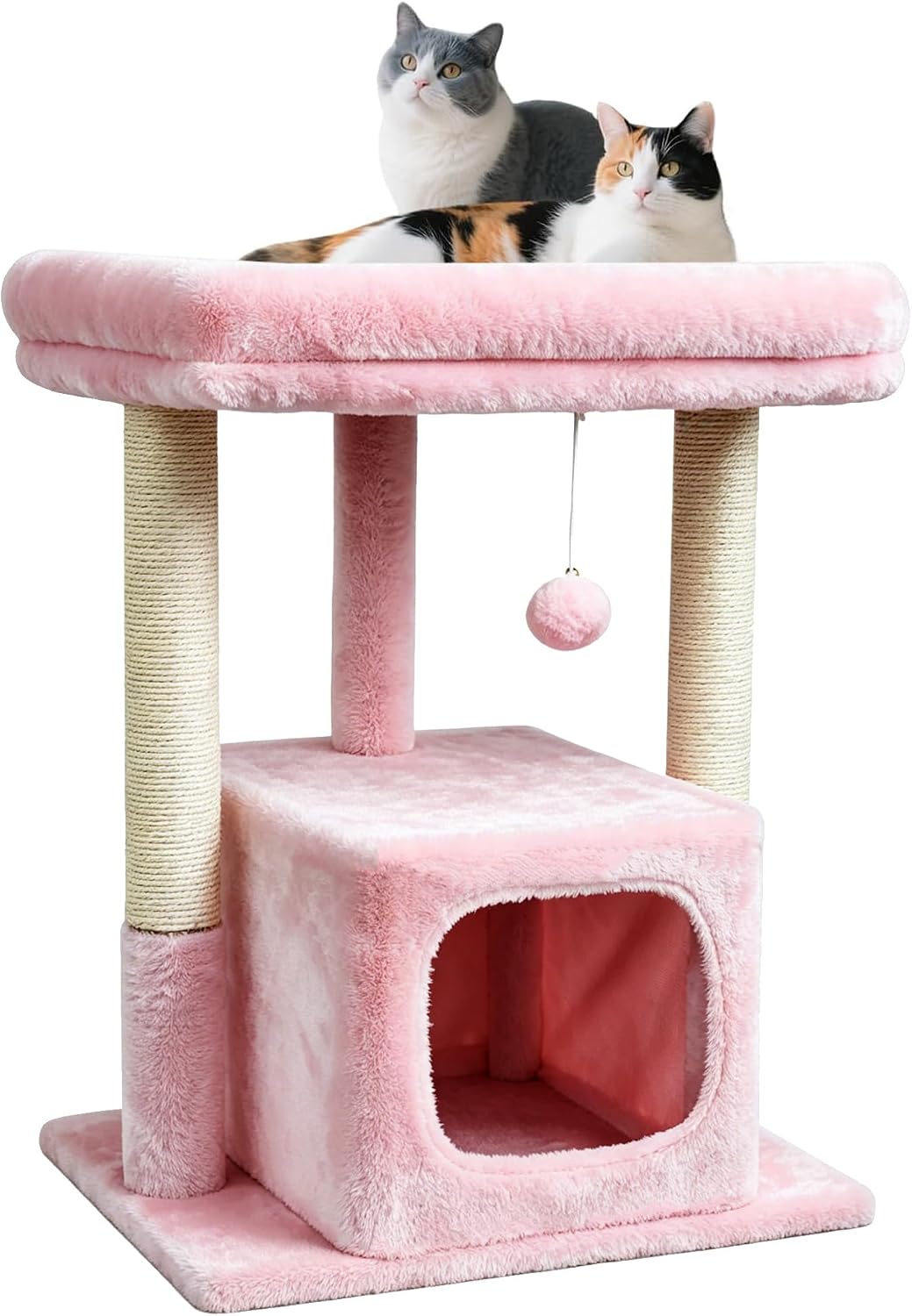 SYANDLVY Pink Cat Tree for Indoor Cats Large Adult, 27" Activity Tower