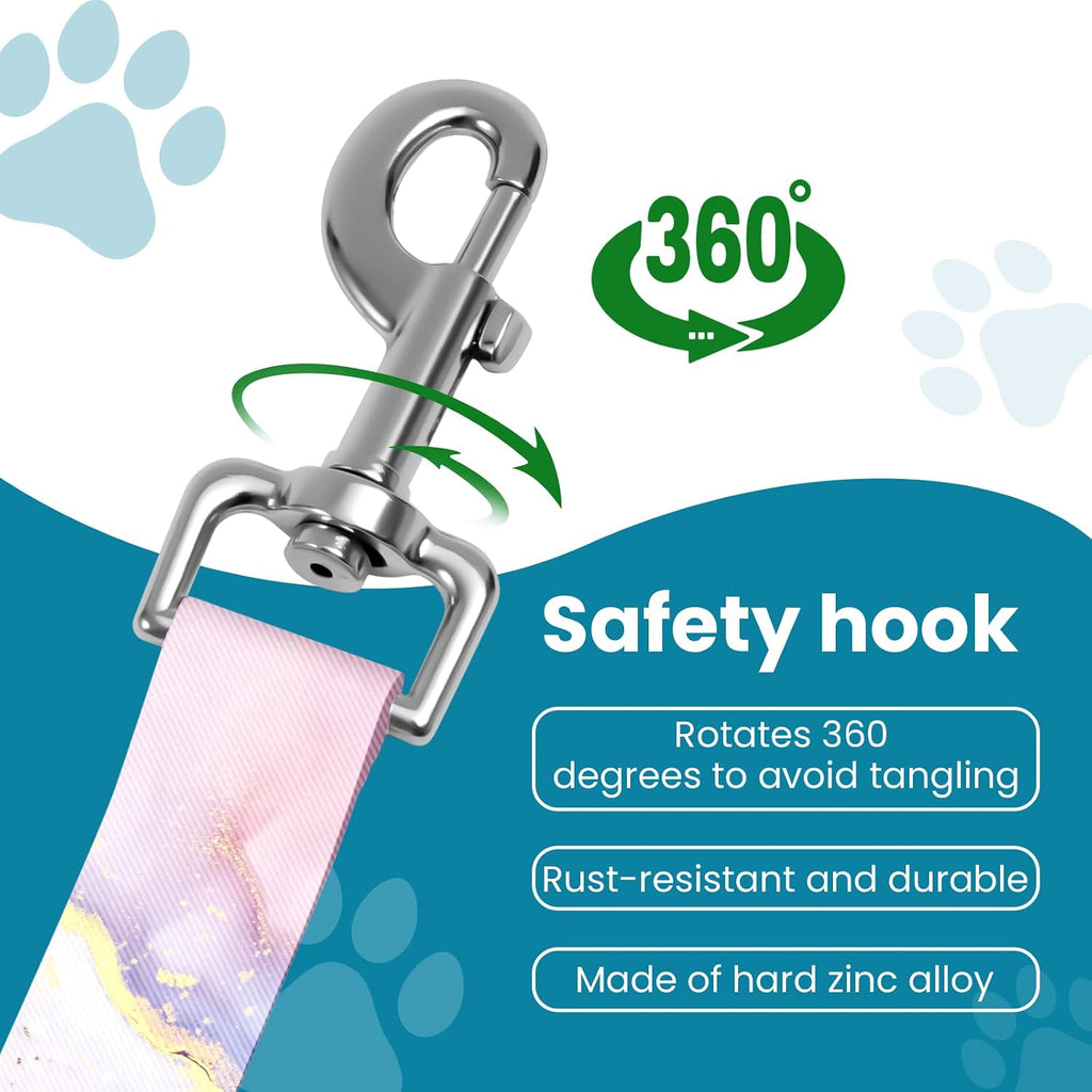 Adjustable pet cat and Dog car seat Belt，The Lanyard is Flexible and Adjustable from 20 to 33 inches (Pink Marble)