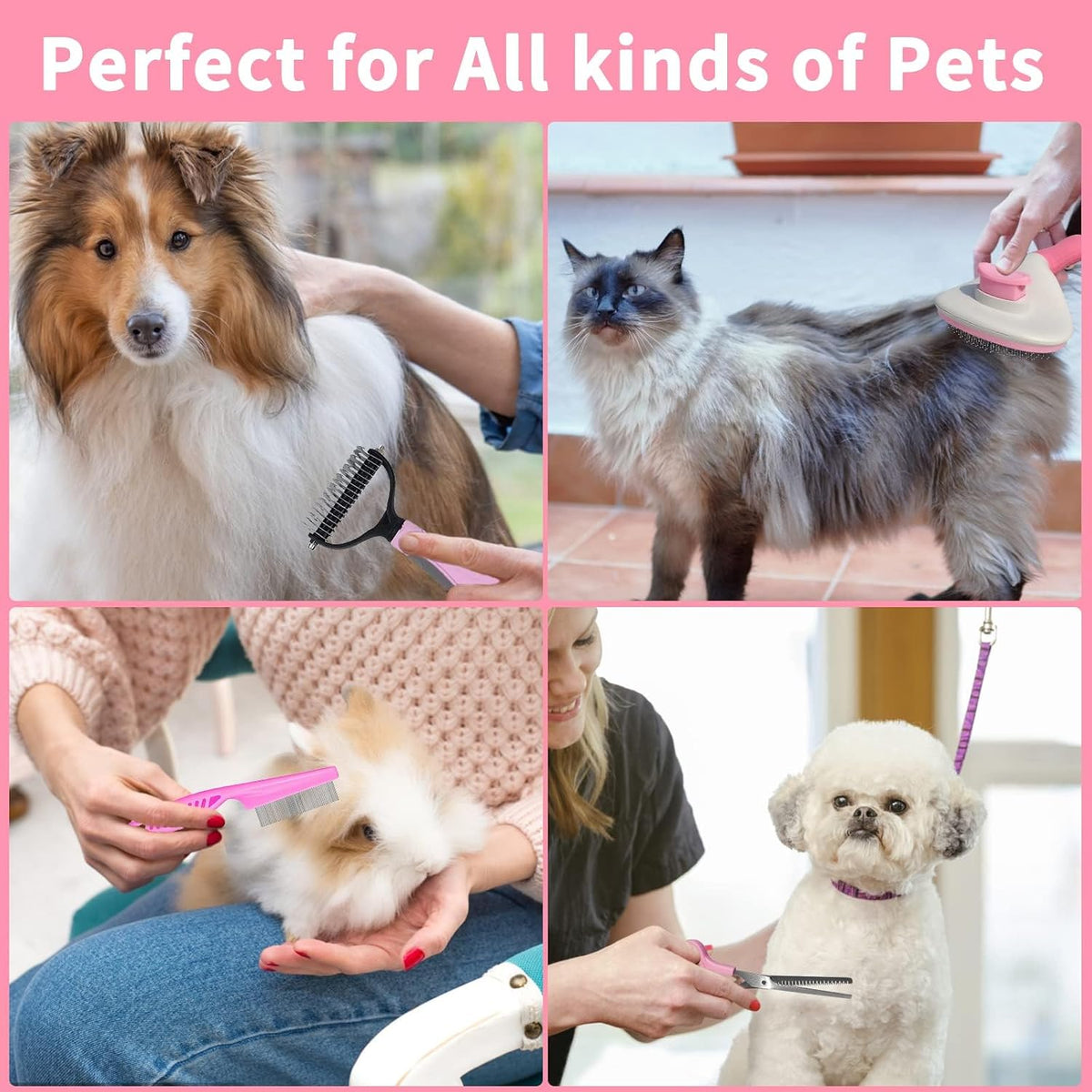 Complete Pet Grooming Solution by Dog - 9PCS Kit with Slicker Brush, Deshedding Tool, and Grooming Comb for All Breeds and Sizes, Promotes Healthy Skin and Coat