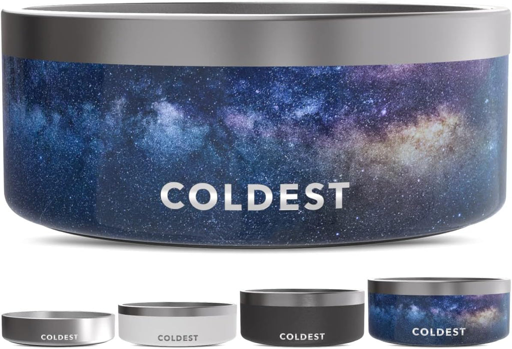 Coldest Dog Bowl - Anti Rust Metal, Non Slip, 3 Layers Insulated Stainless Steel Dog Bowls - Spill Proof & Heavy Duty - Water Bowl for Dogs, Cats & Pets, Dish Washer Safe (100 oz, Into The Beyond)