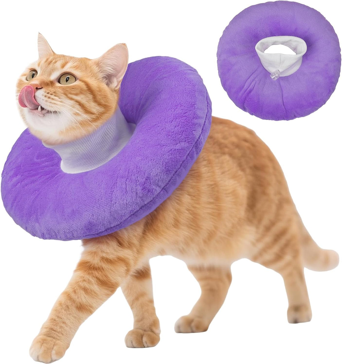 BRKURLEG Cat Recovery Collar, Soft Cat Cones, Purple, M
