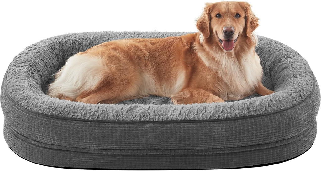 JOEJOY XL Orthopedic Dog Bed for Large Dogs, 360° Oval Bolster, 45"