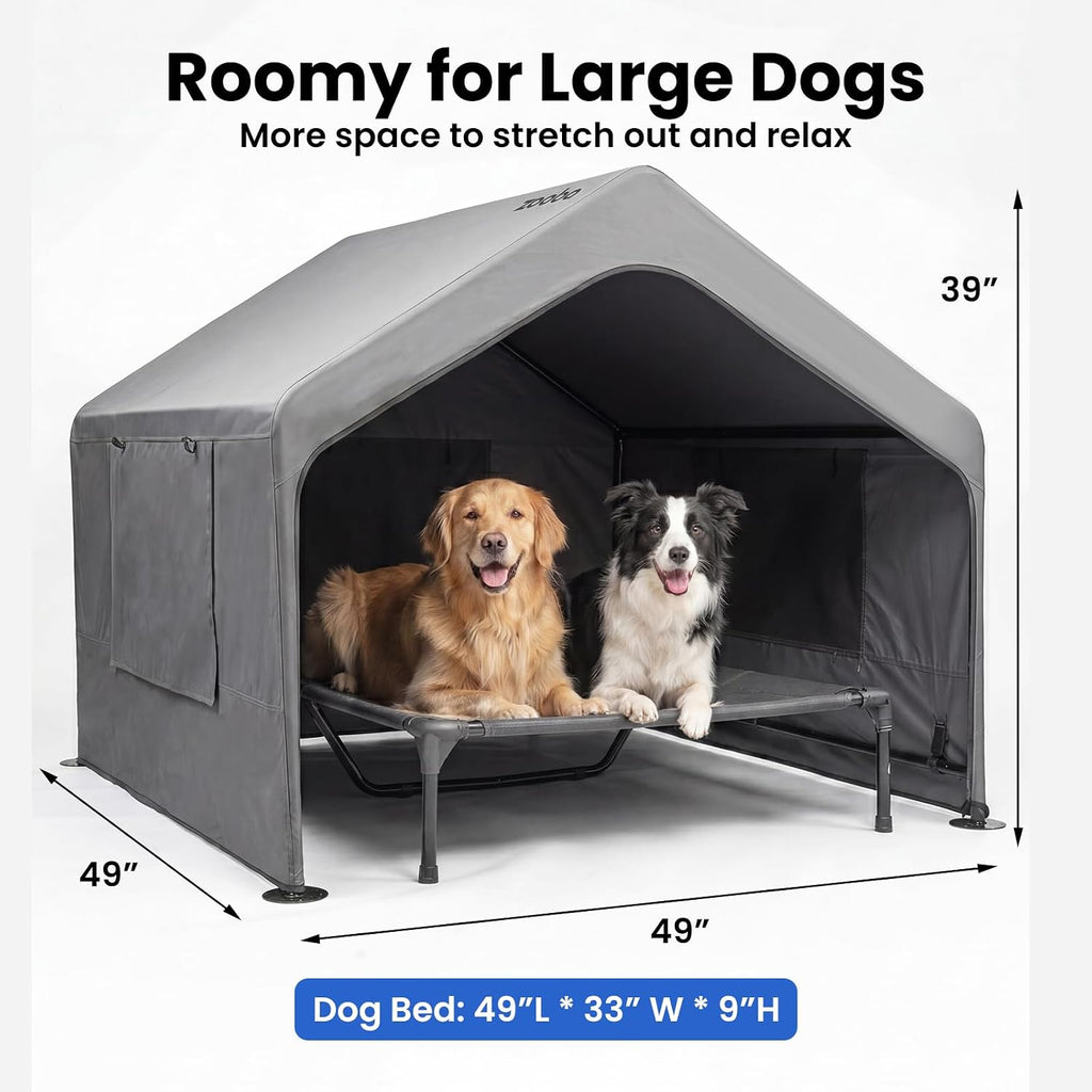Zooba Extra Large Dog Shade with Elevated Bed, Outdoor Dog House Waterproof