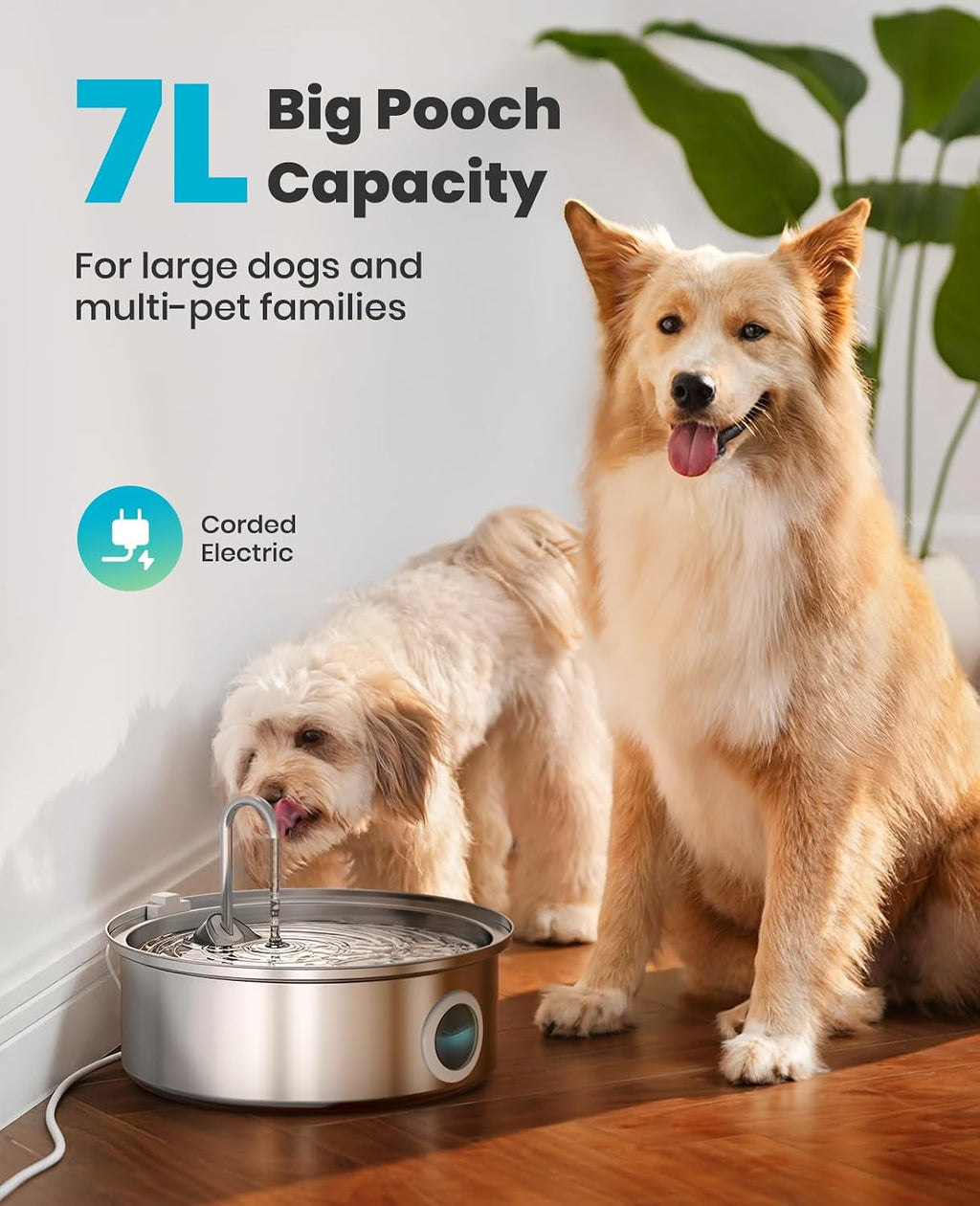 oneisall 7L/230oz Dog Water Fountain for Multi-pet Household,PWF002