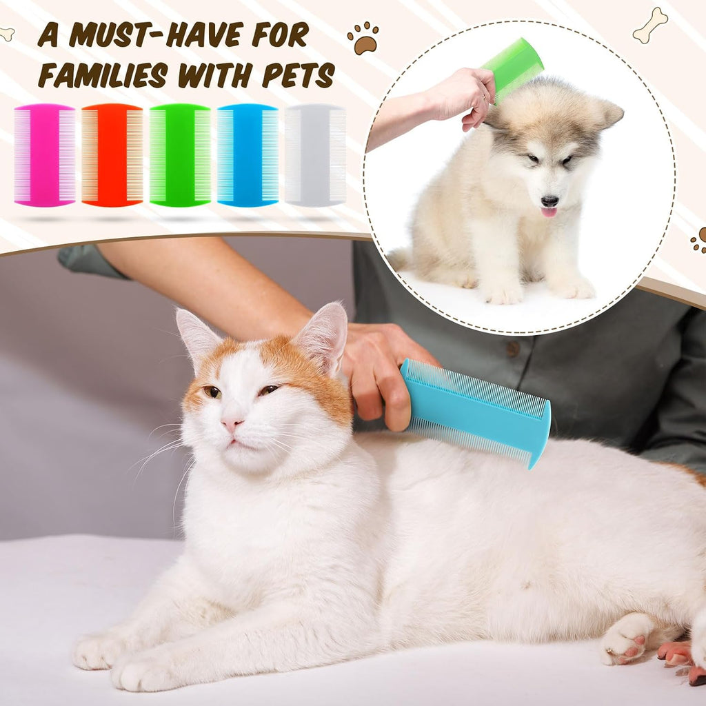 Hushee 100 Pcs Pet Flea Lice Combs Double Sided Fine Tooth for Cat Dog
