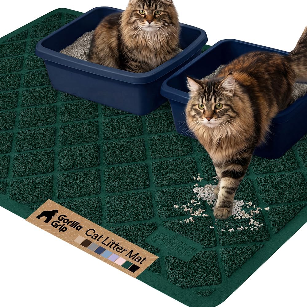 GORILLA GRIP Cat Litter Mat, Coiled Mesh Trapping Mats, 47x35 Green