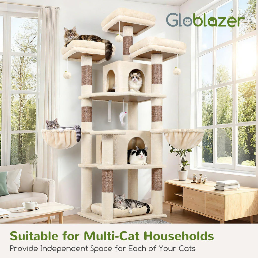 Globlazer Big XL Cat Tower for Indoor Multiple Cats, F68B, Beige