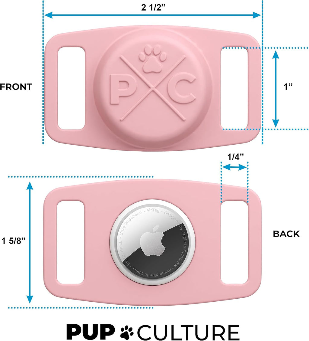Pup Culture AirTag Collar (2 Pack) | Durable Dog AirTag Holder - Track Your Pet Using Apple AirTag Technology