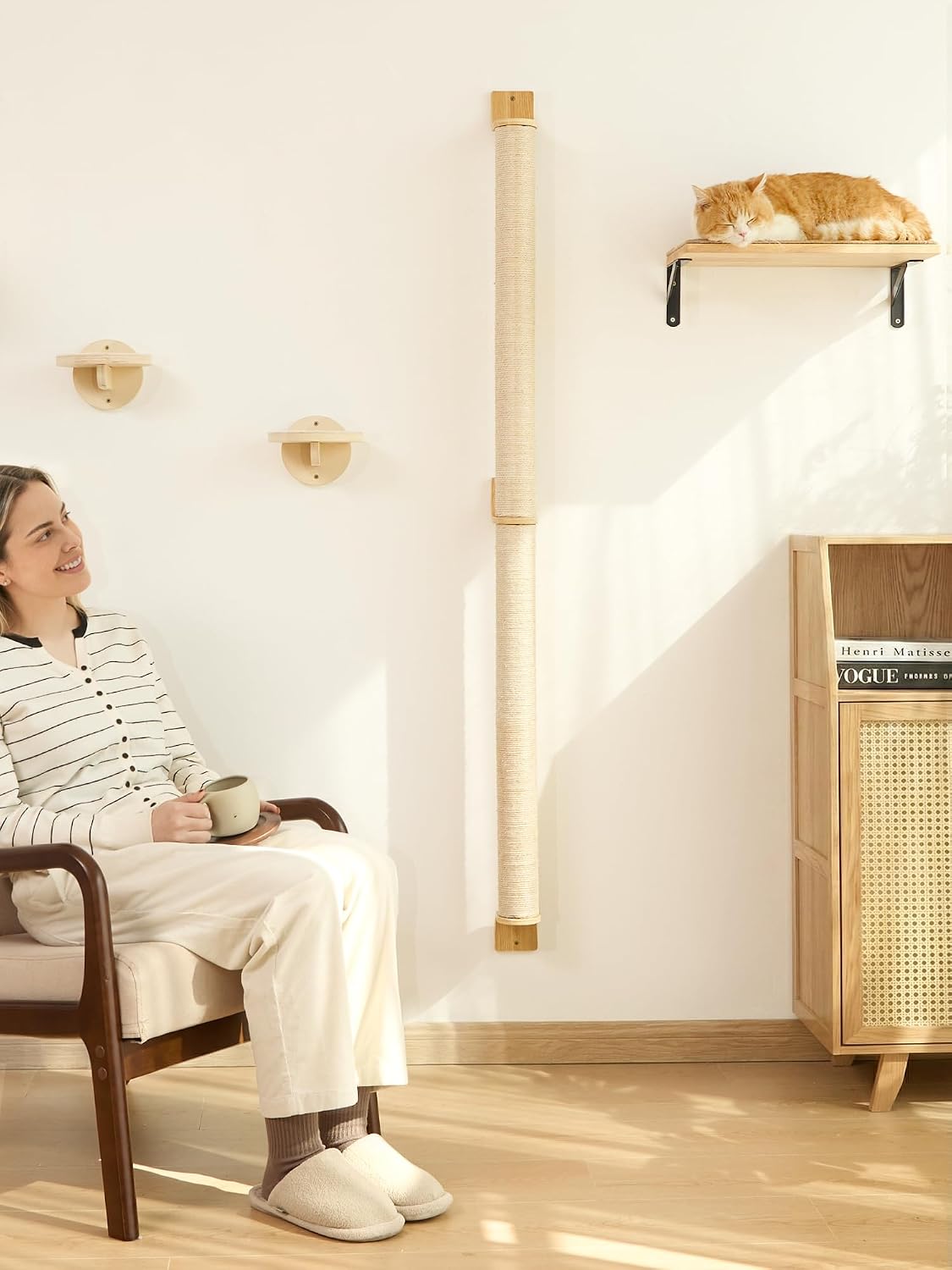 FUKUMARU Cat Wall Scratcher, 60" Tall Kitten Scratching Post