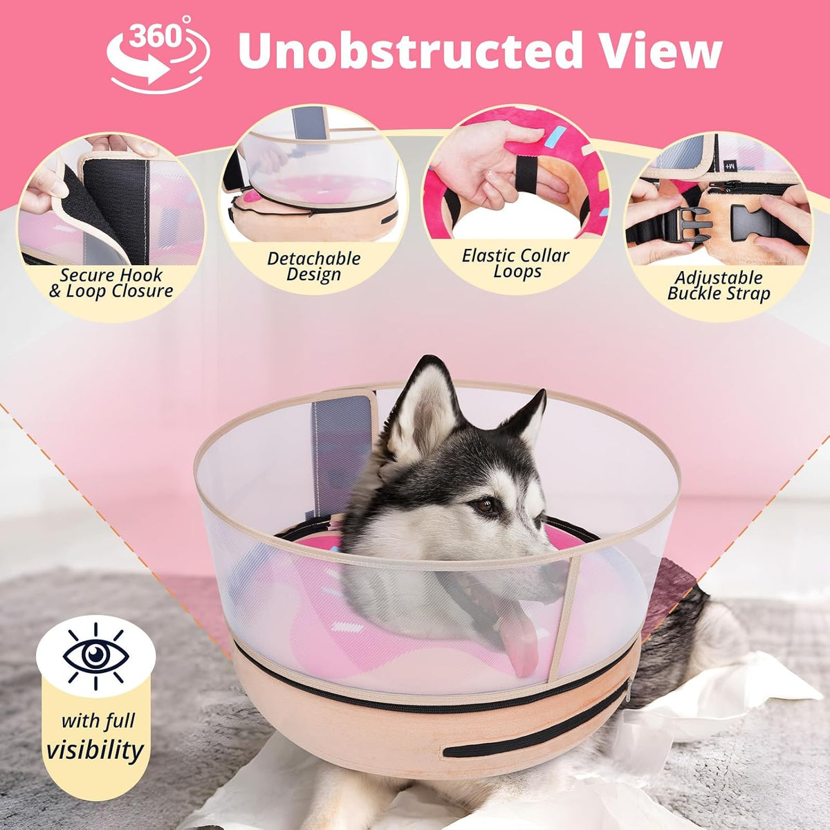 Inflatable Dog Cone with Anti-Licking Clear Shield, Fits Small Dogs