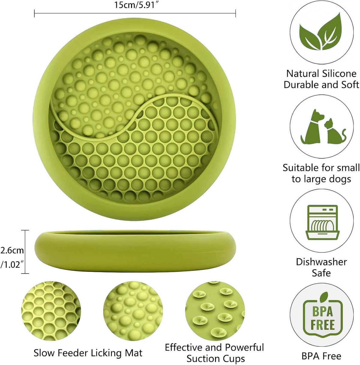 Dog Lick Bowl, Non-Slip Lick Mat Slow Feeder for Dogs & Cats
