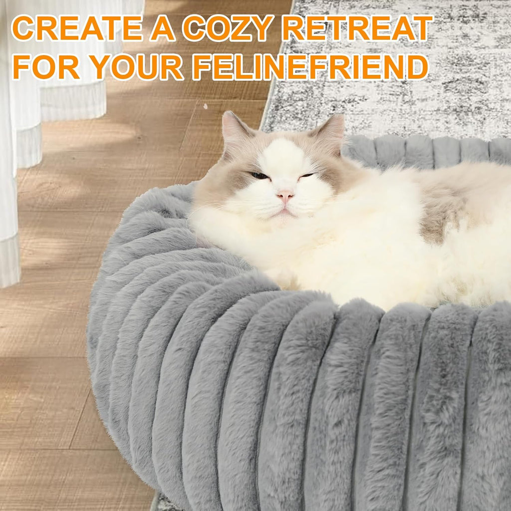 Washable Large Dog Bed,Fluffy Puppy Kitten Beds for Small Dogs(Grey,XL)