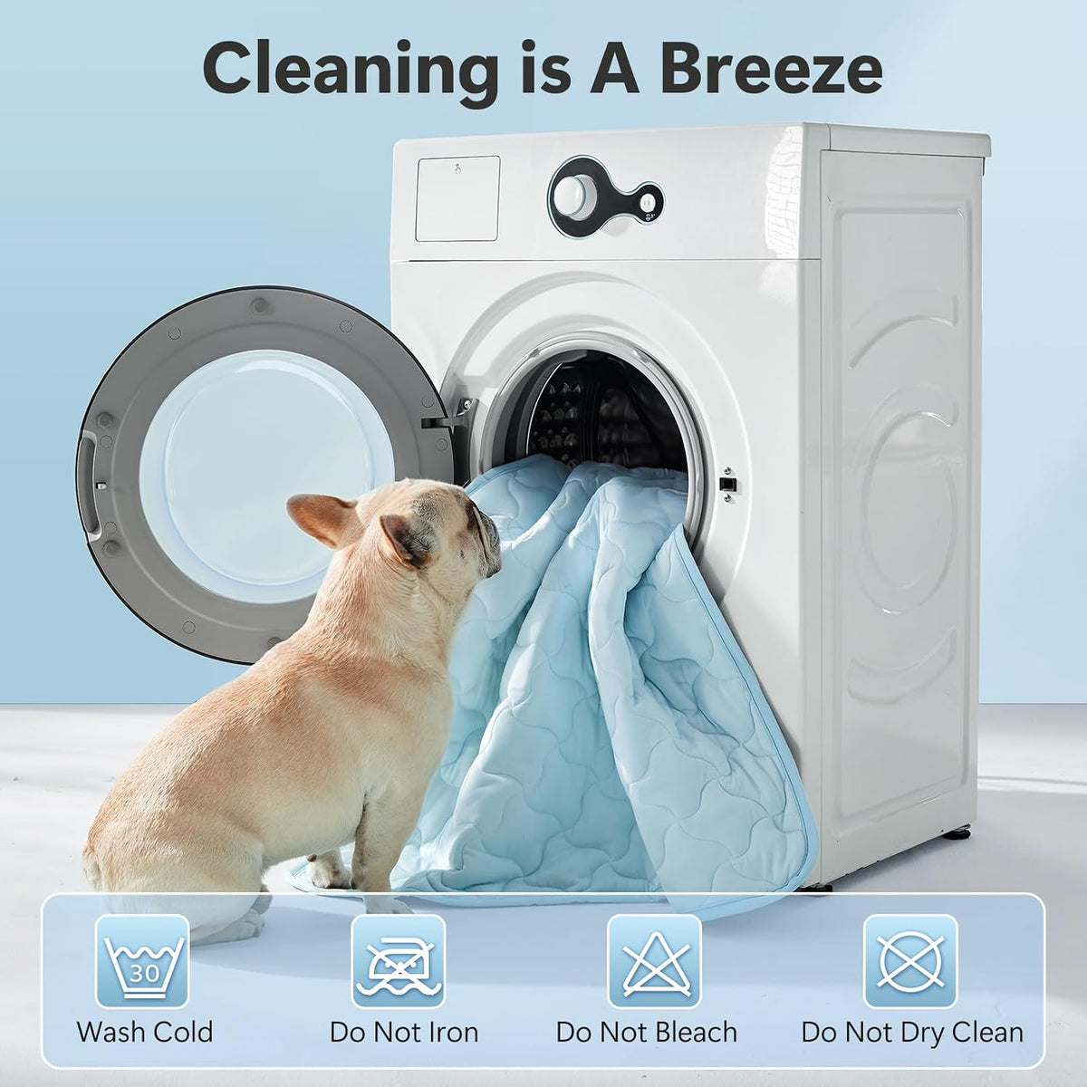 GASUR Cooling Mat for Dogs, Q-Max>0.5 Instant Temp Drop Dog Cooling Mats for Puppy & Cats, Cooling Pad for Dog - Indoor Outdoor Travel Use, Snag Resistant，Machine Washable & Anti-Slip, 20"X16" Blue