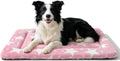 Dog Bed Mat, Reversible Crate Pad & Durable Dog Bed - Machine Washable Kennel Mat with Ultra Soft for Medium Dogs (Big&Small Stars Pink, 30" L*20" W*1.5" Th)