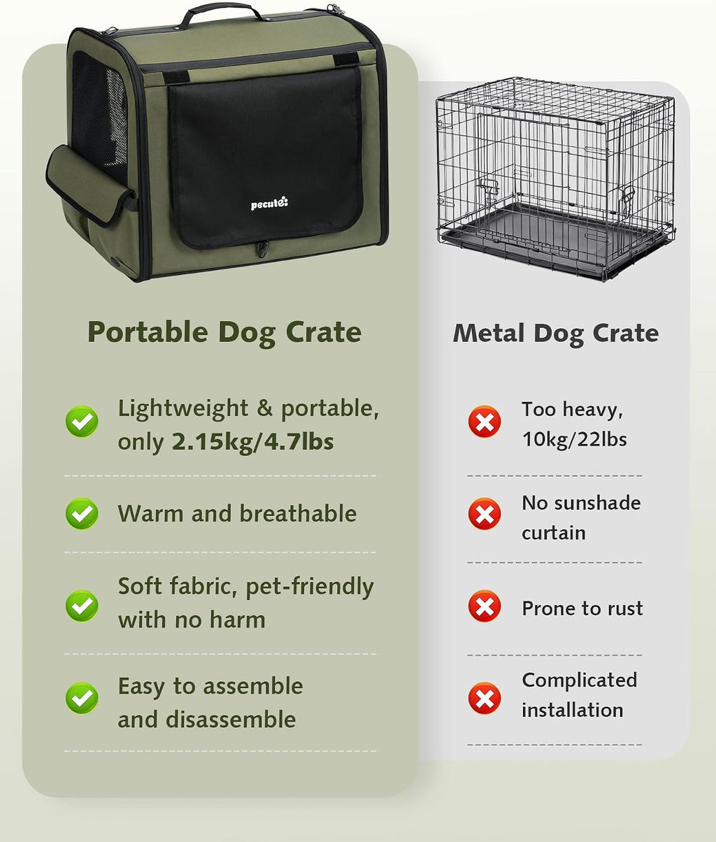 Dog Car Carrier Light Weight 19.7×16.9×14.8in, Foldable Dog Carrier, Green