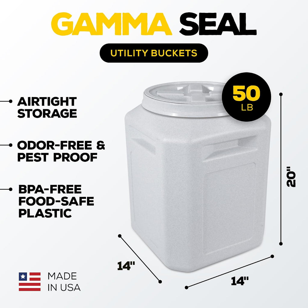 Vittles Vault Gamma Seal Dry Pet Food Storage Bin, up to 50 lbs | For Wood, Pellet, Charcoal and Food, Indoor or Outdoor Utility Bucket, Plastic, Made in the USA