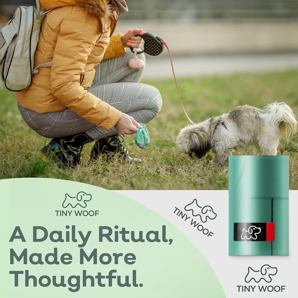 Small Dog Poop Bags, Compostable Plant-Based Waste Bags with Tie Handles, 24 Rolls (360 Count), Leak-Proof, Sized for Chihuahua, Pomeranian, Toy Poodle and Puppies