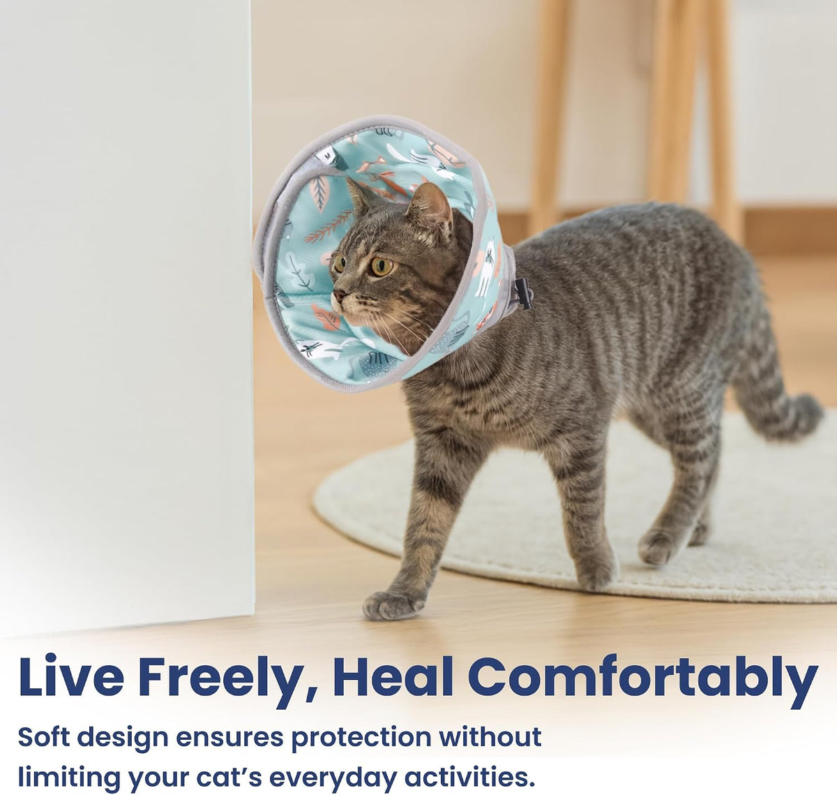 PawsPik Adjustable Soft Recovery Cone for Dogs & Cats, Small, Light Blue