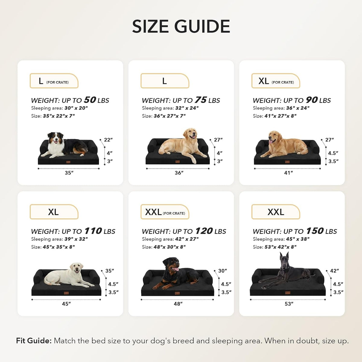Waterproof Orthopedic Dog Bed for Medium Dogs, 35x22in, Black