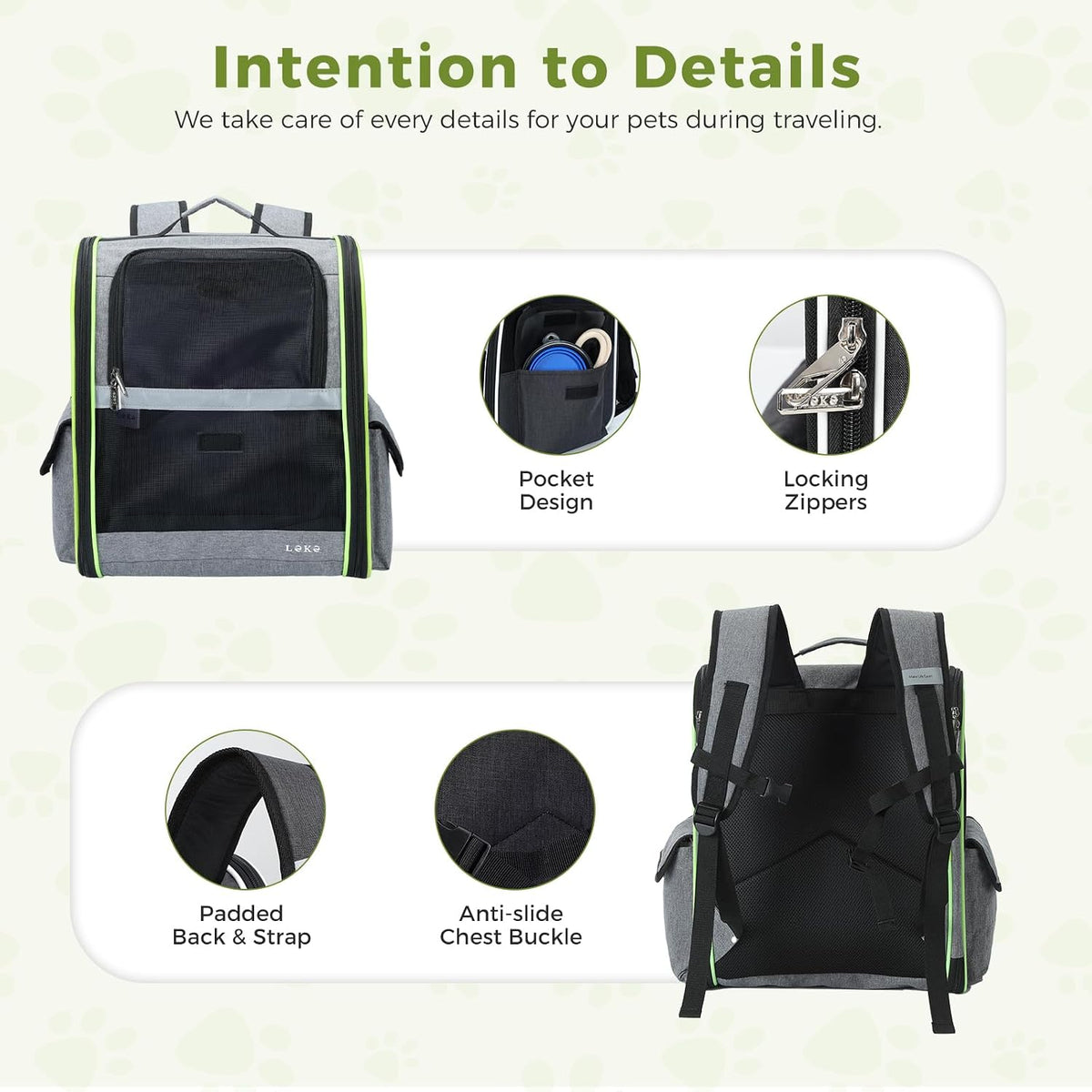 Lekereise Cat Backpack Carriers, Dog Carrier Backpacks with Breathable Mesh for Small Medium Large Cats Dogs Puppy Up to 25 Lbs, Pet Foldable Carrying Backpack Ventilated for Travel Hiking Collapsible