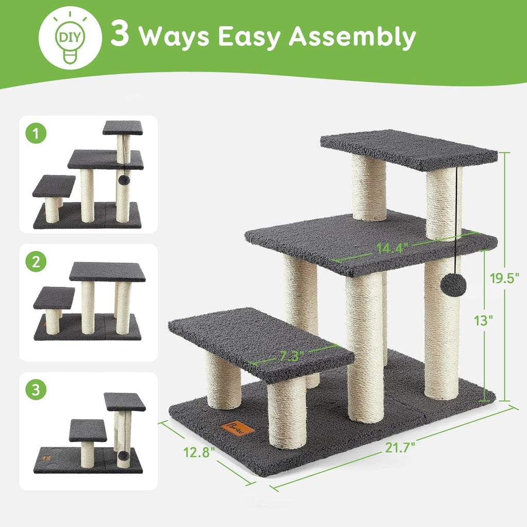 Pawque Dog Stairs & Cat Scratching Post Pet Steps for High Beds Couch