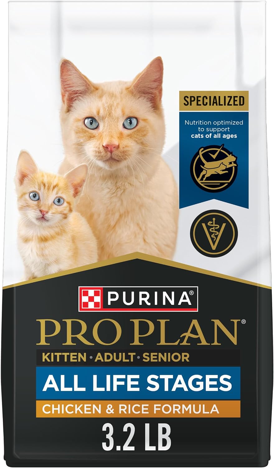 Purina Pro Plan All Life Stages Chicken Formula Dry Cat Food, 3.2 lb Bag