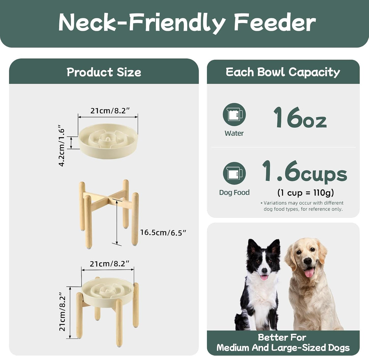 Havniva Elevated Slow Feeder Dog Bowls, 8.3 in Ceramic Slow Feeder Bowls