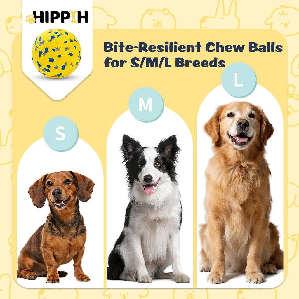 HIPPIH Dog Balls Tennis Balls, Dog Chew Toys for Aggressive Chewers ETPU | 3PCS Interactive Puppy Toys for Teething, 3'' Fetch Ball Water Toy for Small/Medium Breed,High Bouncy & Floating Dog Pool Toy