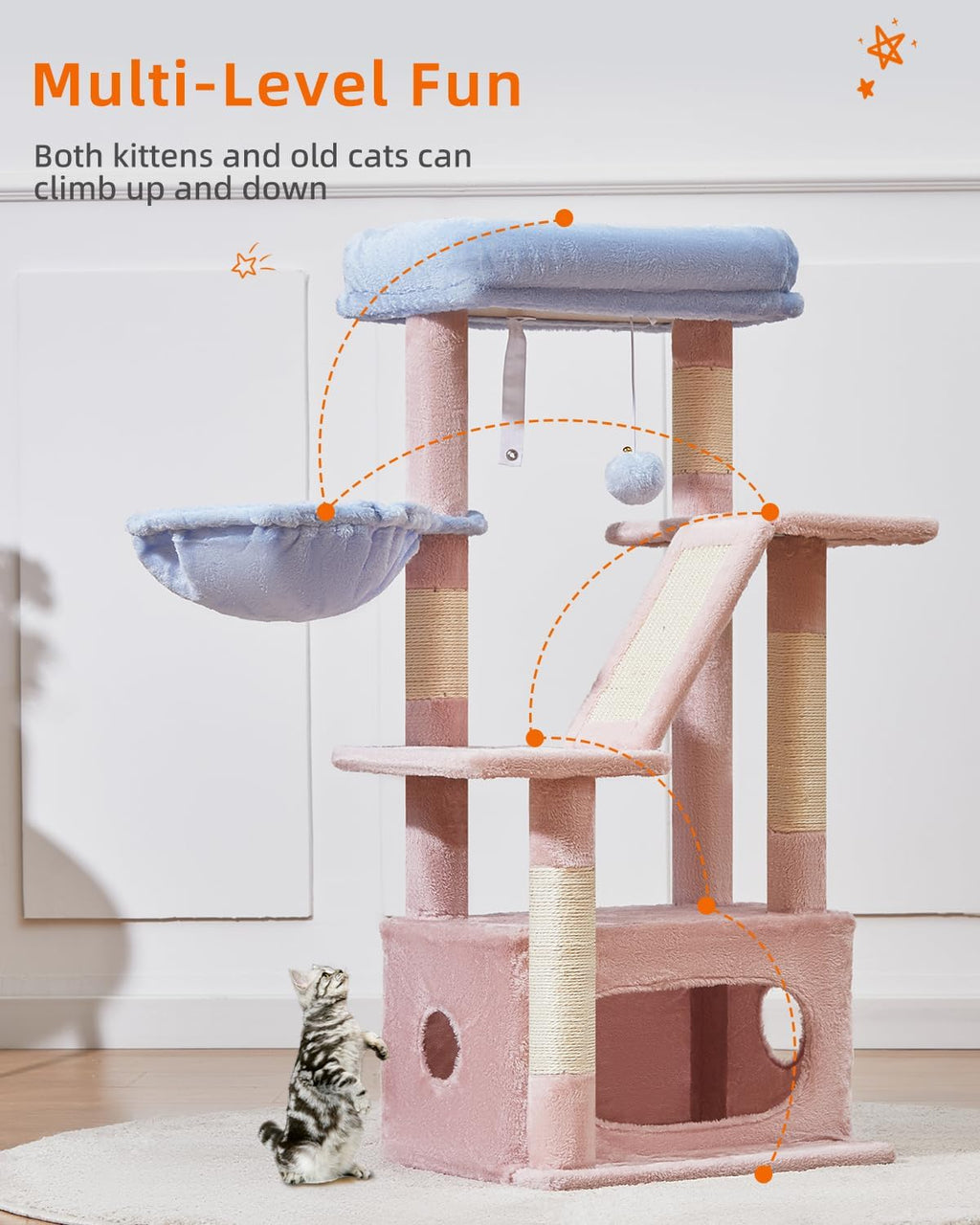 Taoqimiao Cat Tree, 38.5In Cat Tower for Indoor Cats, Suitable for Kittens