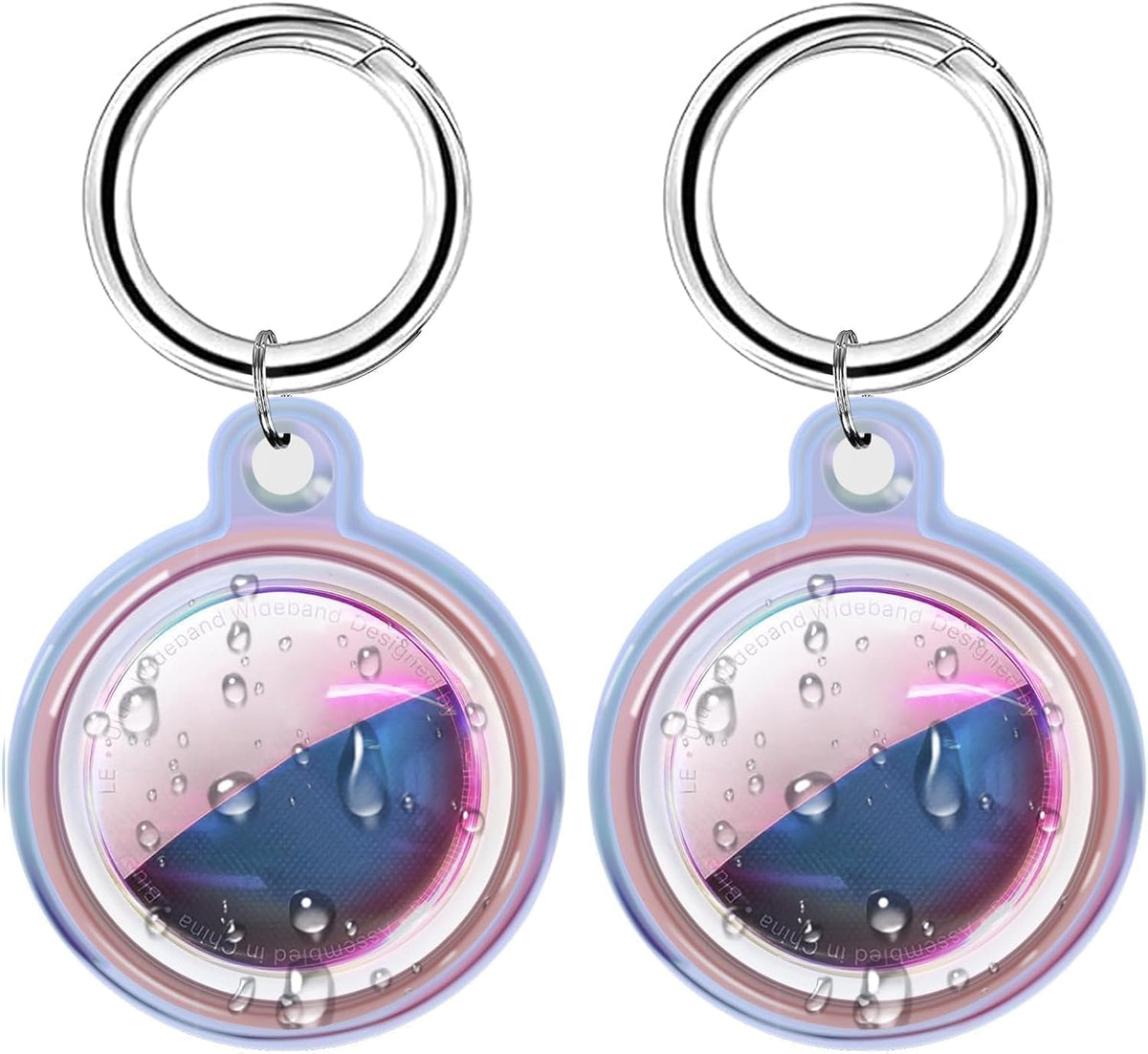 [2 Pack] IPX8 Waterproof Case for AirTag 2nd Gen (2026) & 1st Gen, Full Body Holder Keychain, Anti-Scratch Cover for Apple for Air Tags, Luggage, Pet Collar, Car Keys, Kids, Pink Colorful