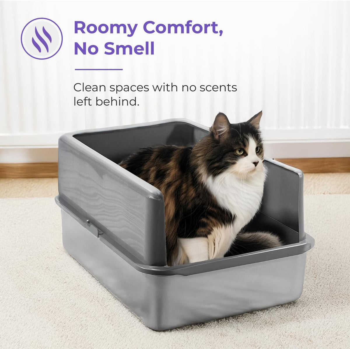 iPrimio Stainless Steel Cat Litter Box, XL 23.5" x 15.5" with Enclosure | High sided steel box with a detachable enclosure that cuts litter scatter and spray. Rust proof and odor resistant for life.