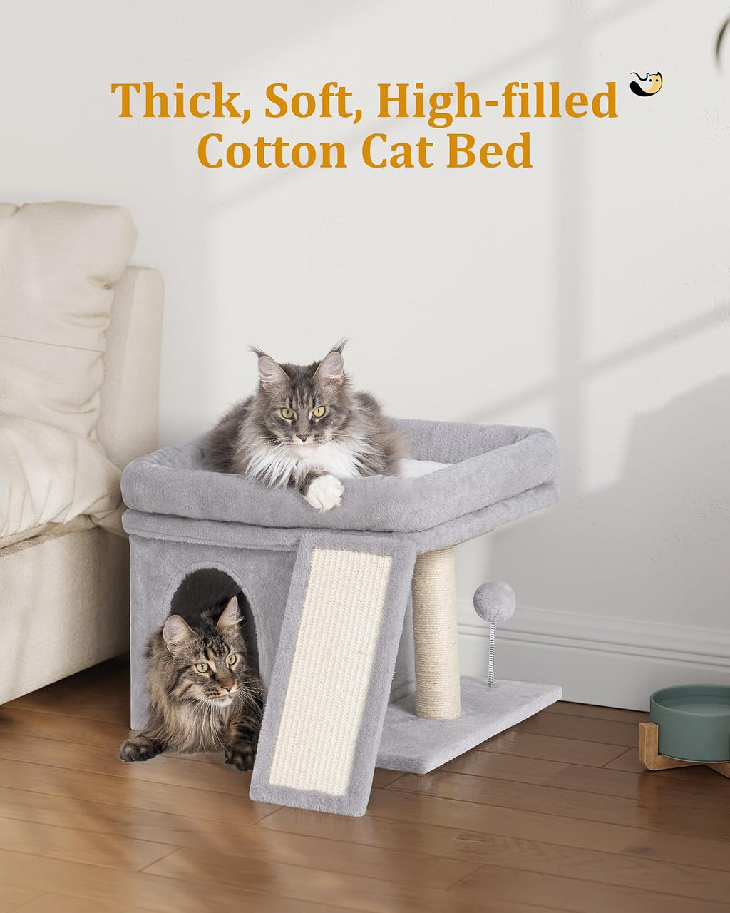 Aechonow Cat Tree Tower for Large Cat, Cat Bed House with Large Perch