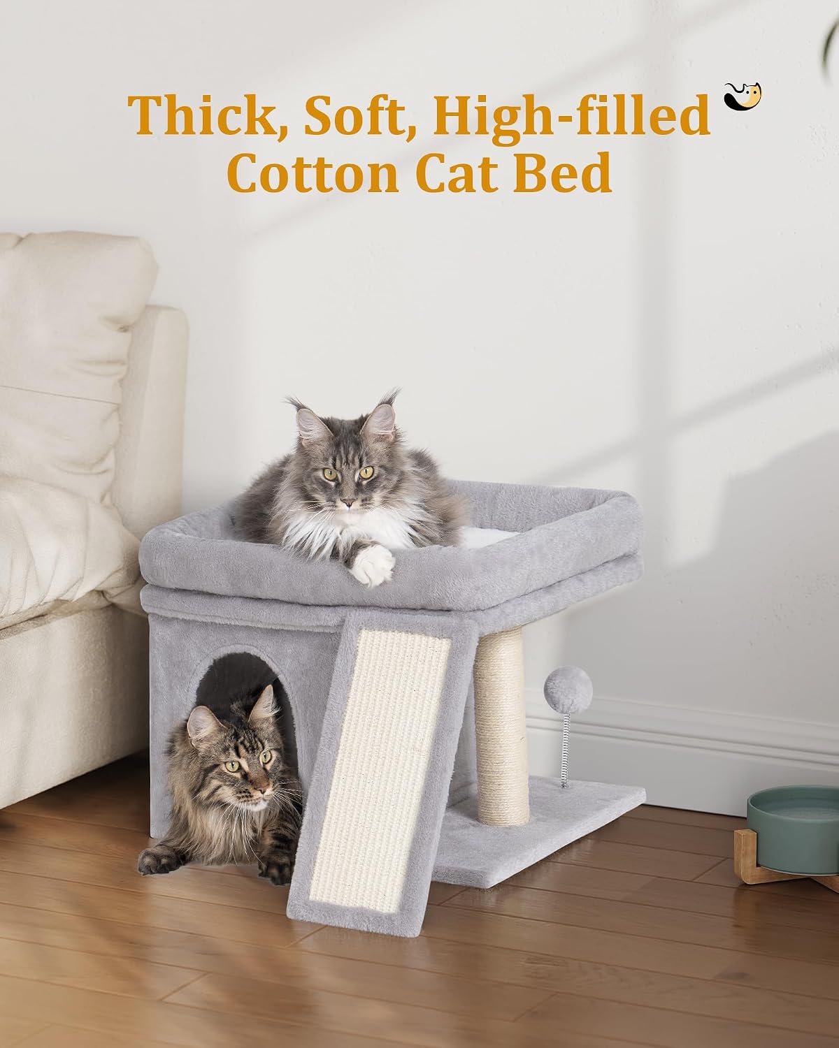 Aechonow Cat Tree Tower for Large Cat, Cat Bed House with Large Perch