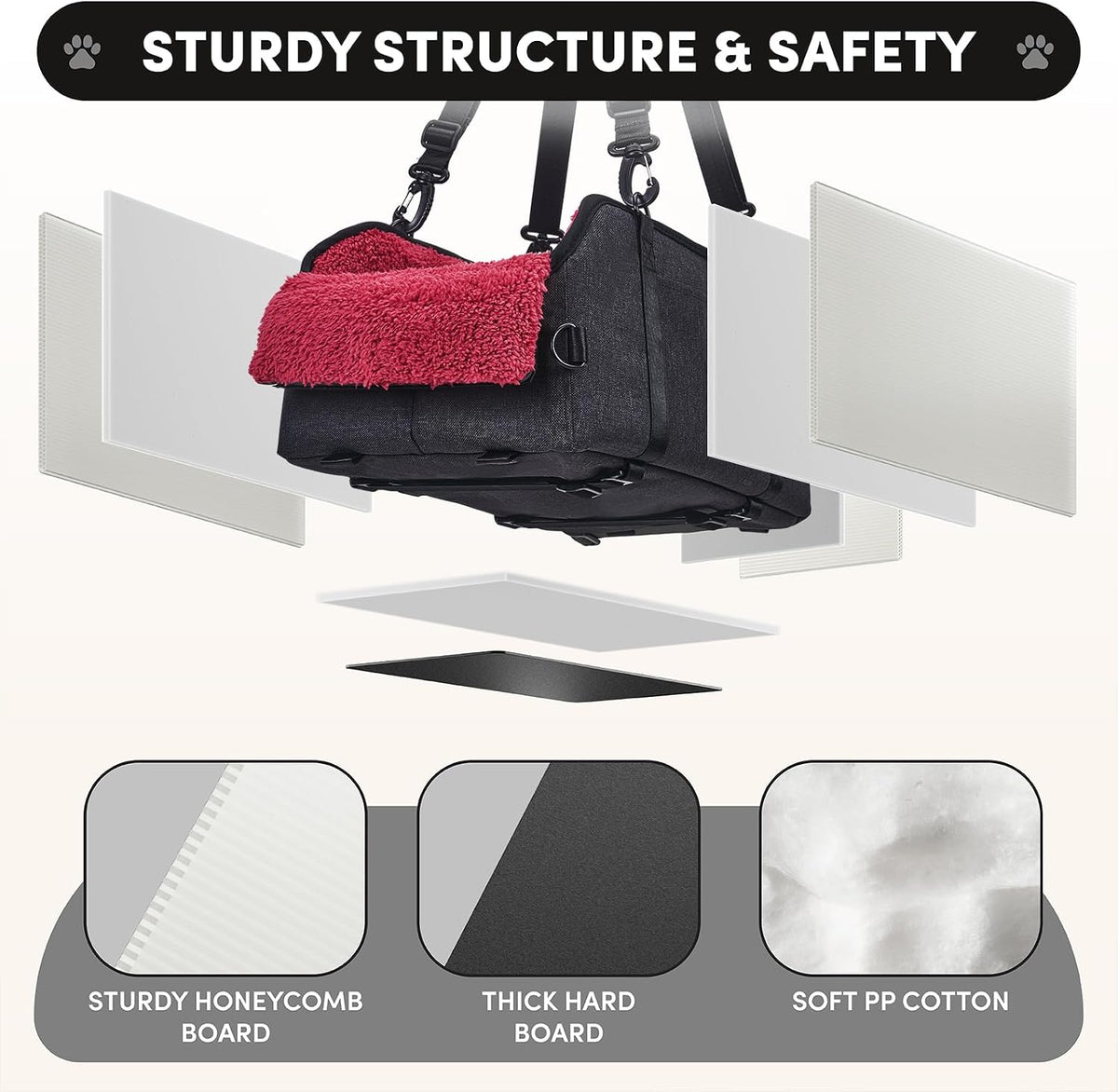 BurgeonNest Center Console Dog Car Seat for Small Pets to 11lbs, Red