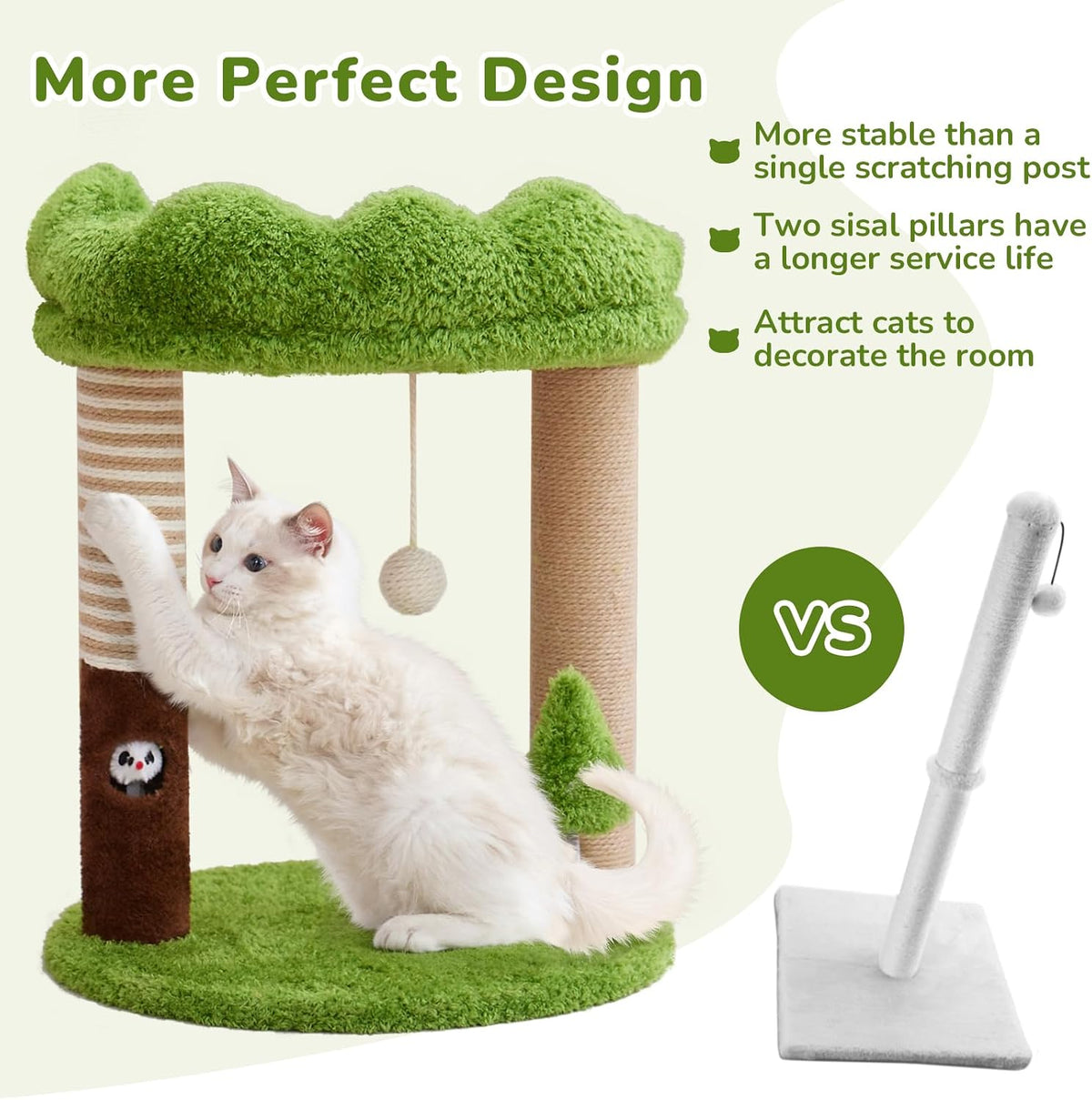 WOOCHPET 21" Small Cat Tree with 2 Scratching Posts and Perch Bed