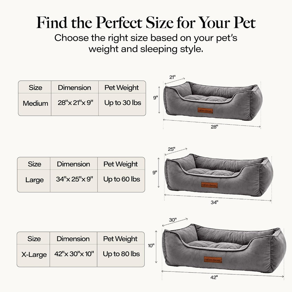 Modern Threads Luxury Dog Bed - Comfortable Tufted Velvet Cushion for Small to Large Dogs - Machine Washable - Durable & Cute Sleep Space for Pets - Pamper Your Pet with Cozy Beds - Charcoal