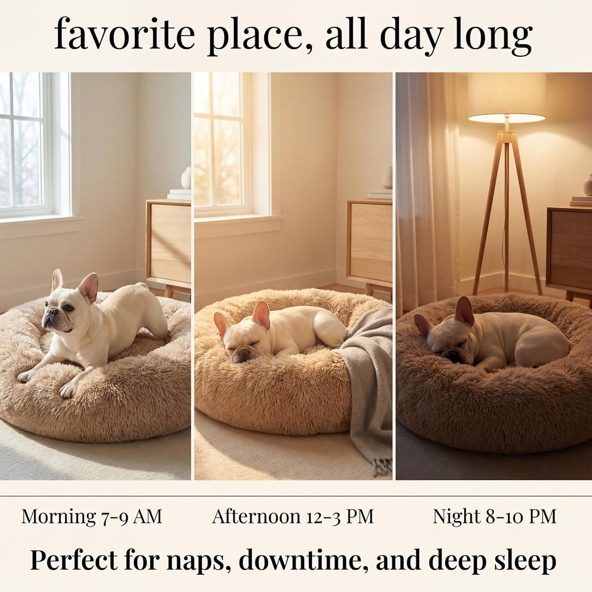 nononfish Plush Dog Bed for Small Dogs,Soft Cozy Calming Pet Bed