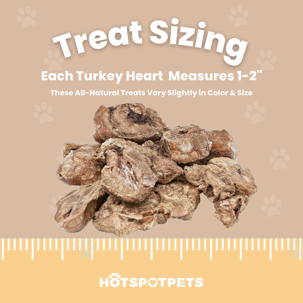 hotspot pets Freeze Dried Turkey Hearts Treats for Cats & Dogs - Made in USA, 1lb Big Bag, Single Ingredient All Natural Grain-Free Turkey Heart - Great for Training, as a Topper or Snack