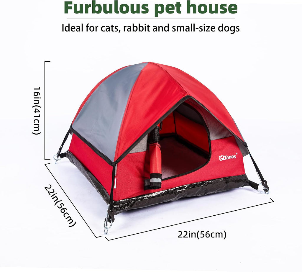 GDanes Red Cat Tent, Cat House Bed for Indoor Cats with Soft Pad
