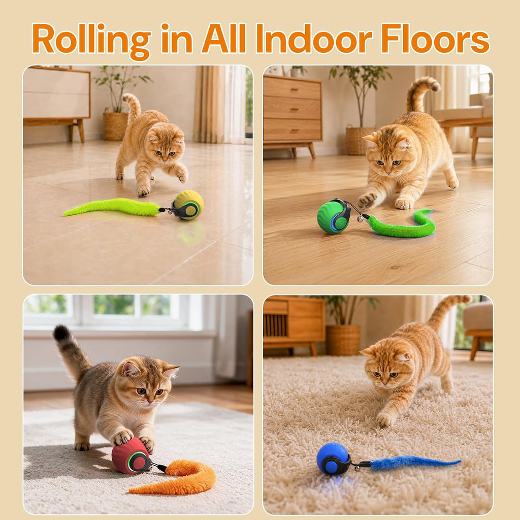 Interactive Cat Toys with Bird Sounds & 3 Speed Modes for Indoor Cats Play