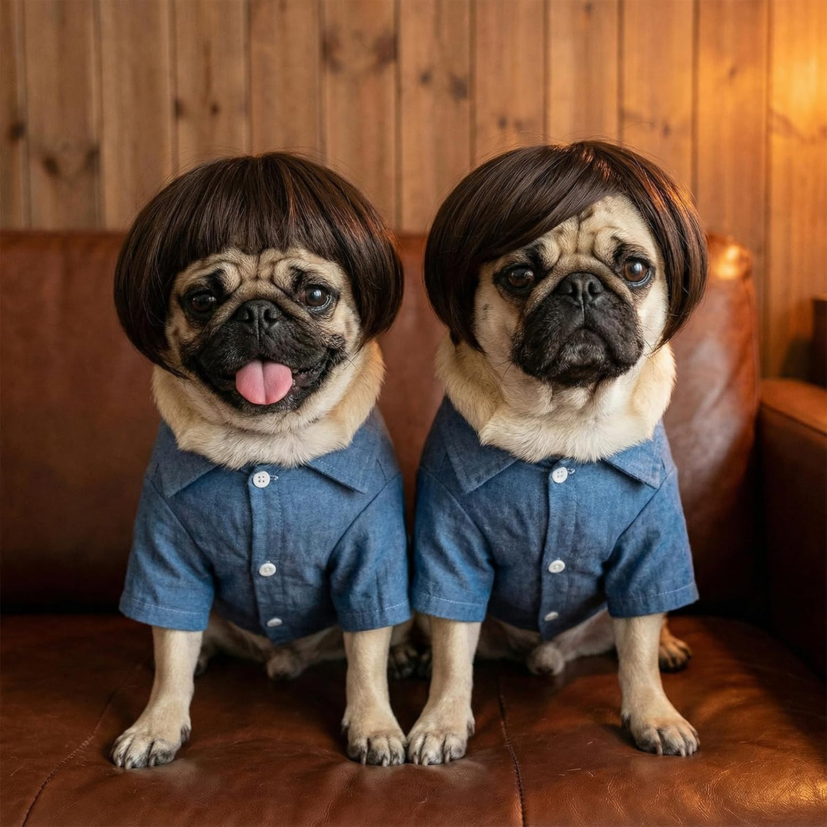 Dog Wigs for Small Dogs, Funny Dog Wigs with Adjustable Elastic Bands, Cat Wig for Halloween Cosplay Small Medium Pet Decoration Parties Funny