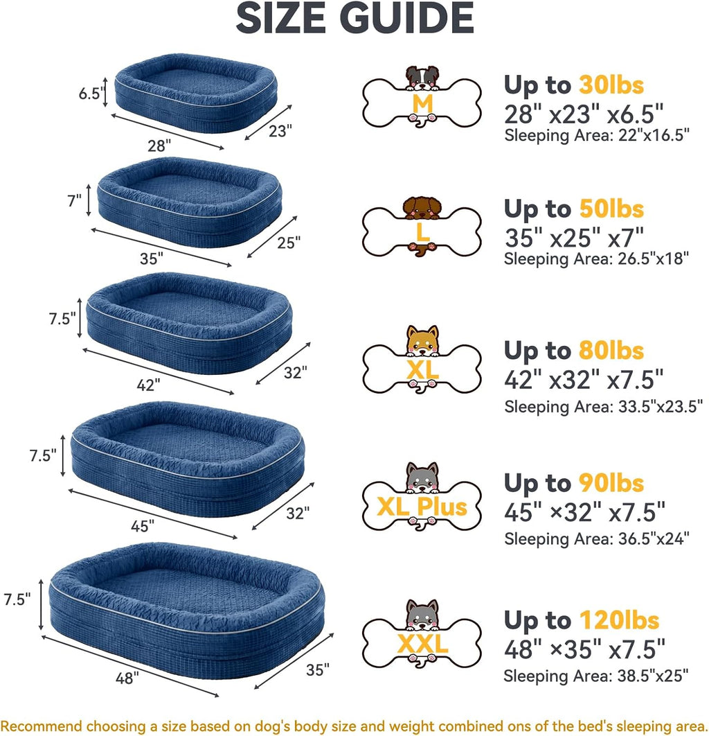 JOEJOY Orthopedic Dog Bed for Large Dogs, 360° Oval Bolster, 35"