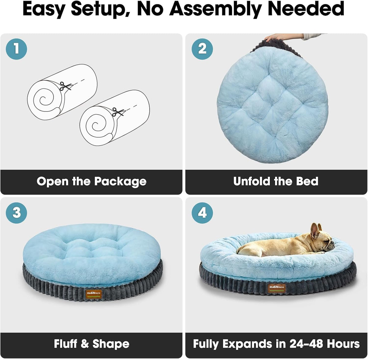 ClevaHome Orthopedic Dog Bed for Medium Dogs, 30in Ice Blue
